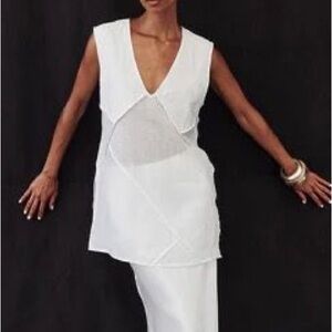 Dissh Carmel Ramie V Neck Top in white size 2